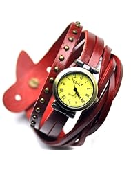 Miler Womens Punk Wrap Leather Fashion Watch Wider Rivet Strap