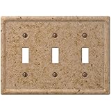 Tumbled Faux Stone Triple Toggle Switch Wall Plate, Noce Resin