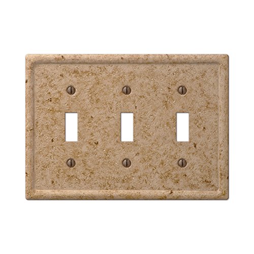 Tumbled Faux Stone Triple Toggle Switch Wall Plate, Noce Resin