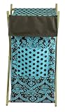 Tadpoles Damask Hamper, Blue/Brown