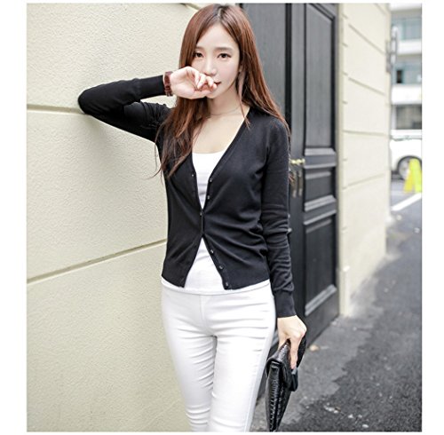 DSkira 秋冬春通用 Vネックカーディガン ボレロ 毛玉出にくい 変形なし 保温 空調通勤着 布ボタン【DS-C011】