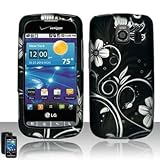 Black Silver Flower Vine Butterfly Rubberized Snap on Hard Shell Cover Prot ....