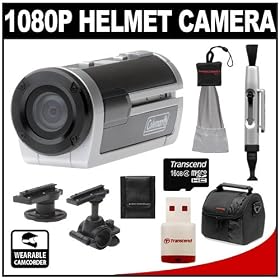 Coleman Xtreme Sports Waterproof 1080p HD Helmet Wearable Camcorder Video Camera (Silver) with 16GB Card + Lenspen +... by Coleman