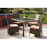 Catalina Five Piece Dining Set Color: Redwood Stripes