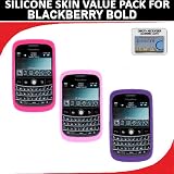 Silicone Skin 3 pc. Value Pack for your Blackberry Bold 9000 (Purple, Light Pink, Hot Pink) Bonus DBRoth Microfiber Cleaning Cloth Included
