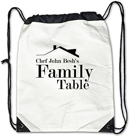 Chef John Besh's Family Table Unisex Drawstring Backpack Casual Travel Bags Shoulder Pouch Beam Port Backpack Tote Canvas White
