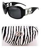 DG Eyewear Black Sunglasses and 1 Zebra Hard Case with Free Micro Fiber Bag