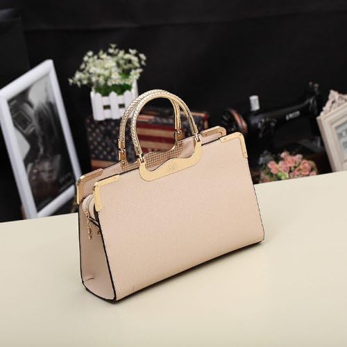 NEW! Womens Ladies PU Designer Leather Tote Satchel Shoulder Bag Crossbody Handbag//Beige