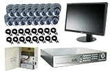 16 channel H.264 DVR Security System and Outdoor Vandal-Resistant Dome Cameras Complete DVR Package with 19 inch LCD Monitor