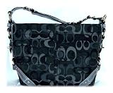 Authentic Coach Optic Signature Carly Tote Shoulder Bag 13980 Silver/Black