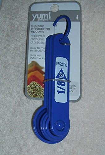 Six Piece Blue Measuring Spoon Kit. Easy to Read Measurements on These Six Cups.