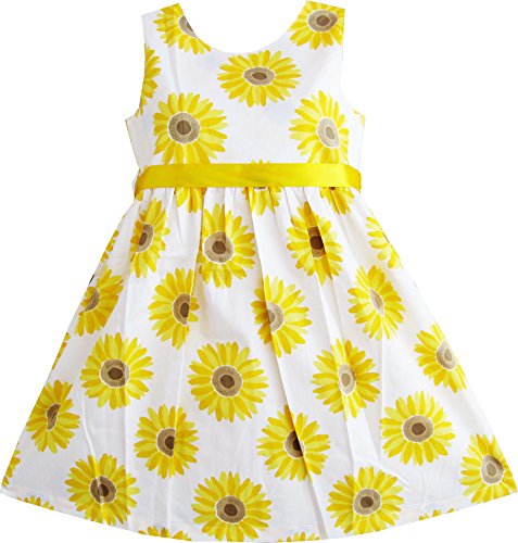 Sunny Fashion Girls Dress Yellow Sunflower School Uniform Party 2-3
