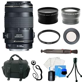 Canon EF 70-300mm f/4-5.6 IS USM Lens for Canon EOS SLR Cameras + 3 Lens Premium Accessory Kit For Canon EOS Rebel XS(1000D), XSI(450D) DSLR Camera
