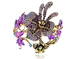 Amethyst Purple Crystal Rhinestone Spring Floral Flower Bracelet Bangle Cuff
