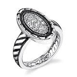 Exotic and Extraordinary: Sterling Silver Designer Inspired Size 6 Cocktail Ring with CZ Diamonds