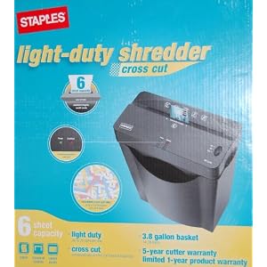 Staples Light Duty Cross Cut Shredder - 6 Sheet Capacity by Staples