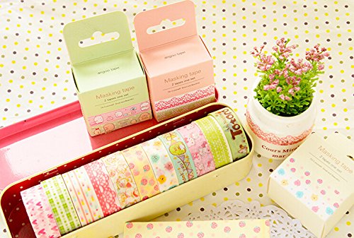 ONOR-Tech Set of 4 Roll Lovely Cute Japanese Washi Masking Tape Decorative Tape for Diary, Journal, Planner (Style-4)