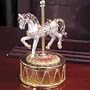 ENAMELED JEWELED KEEPSAKES MUSICAL CAROUSEL HORSE