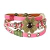 SilberDream Lederarmband pink mit Nieten und Blume f�r Damen, Teenies oder M�dchen Leder Armband Echtleder LA2913P