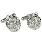 Mens Accessory Cufflinks Sterling Silver Zircon Gemstone (cflng237)
