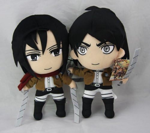 2013 Attack On Titan Shingeki No Kyojin MIKASA ACKERMAN & Eren Plush Doll 12"