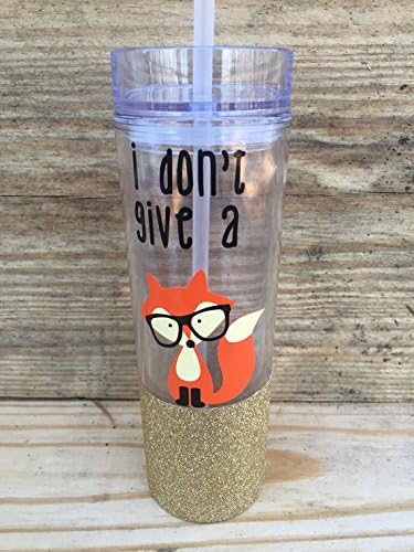 Fox Tumbler • Glitter Tumbler • I Don't Give A Fox Tumbler • Glitter Tumbler • Funny Tumbler • Nerd Fox Custom Tumbler • Skinny Tumbler • Hipster Fox