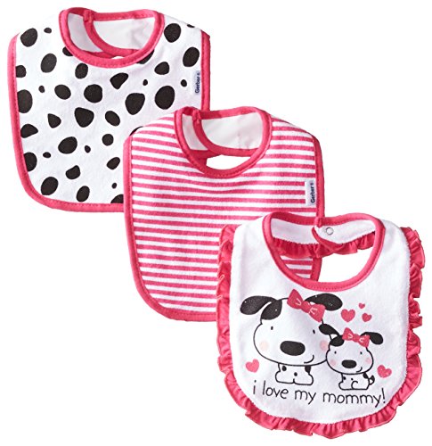 Gerber Baby-Girls Newborn 3 Pack Terry Bib Dalmation, Pink, One Size