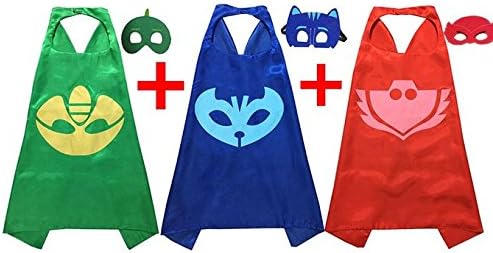 PJ Masks Costumes For Kids Set of 3 Catboy Owlette Gekko Mask with Cape (27.5 inches)