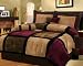 7 Pieces Brown, Burgundy, and Black Suede Patchwork Comforter Size 90" X 92" Bedding Set / Bed-in-a-bag Queen Machine Washable