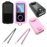 SanDisk Sansa e250 e260 e270 e280 Premium Leather Case with Lanyard - 2 Color Options