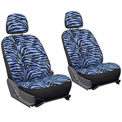 OxGord 6pc Set Zebra Animal Print Auto Seat Covers Set Front Low Back