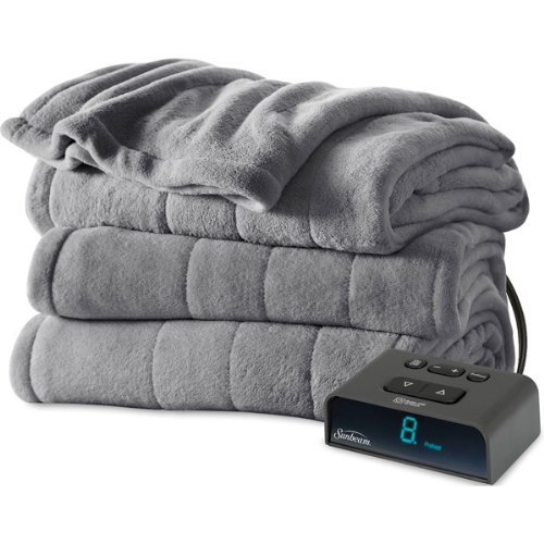  Sunbeam Premium Heated Twin Size Ultra Soft Blanket Slate Grey