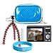 Camera Case for Fujifilm Finepix in Glossy Candy Blue A350, A500, A600, A700, F10, F100fd, F20 + Ultra Flex Tripod + Screen Protector + Wisdom * Courage Wristband