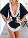Choies Women's Navy Blue Deep V Neck Lace Embellished Casual Romper Playsuit jumpsuit for women M