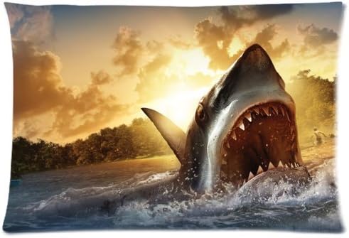 Amxstore Cotton Polyester throw pillow cover two-sided Sofa Decorative 20 ¡Á 30-inch decorative Colorful Shark Attack (4)