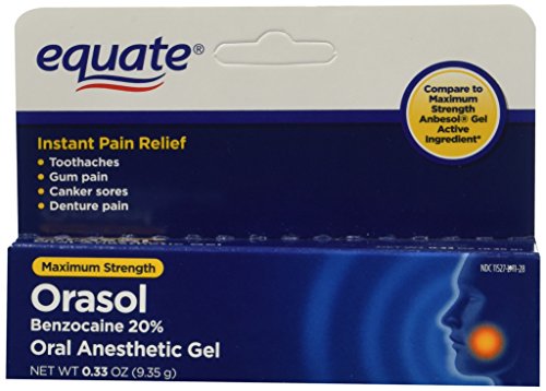 Equate - Orasol, Oral Anesthetic Gel, Benzocaine 20%, 0.33 oz (Compare to Anbesol Gel)