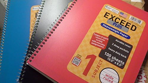 Norcom Exceed Plus Wide Ruled Notebook, 10.5 X 8.5 Inches, 100-Sheets, 3 Notebooks Per Order, Assorted Colors