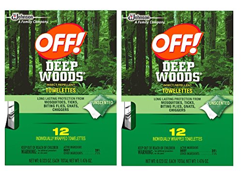 Off Deep Woods Insect Repellent Wipes 12 Towelettes - 2 Pack Off Deep Woods Insect Repellent Wipes 12 Towelettes - 2 Pack