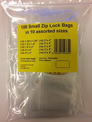 100 Clear Plastic Seal Top Bags 2 Mil Assorted Small Sizes