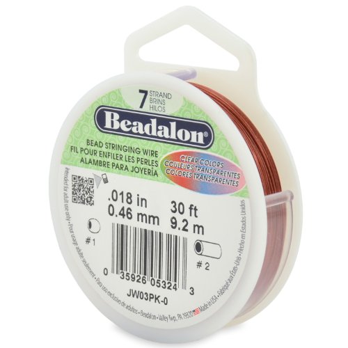 Beadalon 7-Strand Stainless Steel 0.018-Inch Bead Stringing Wire, 30-Feet, Pink