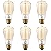 Kiven 6 Pack STG Vintage Antique 60 Watt Edison Light Bulb E26 Base Dimmable Filament Incandescent Bulbs