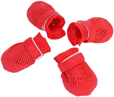 Fashional Breathable Mesh Dog Boot Pet Casual Shoes, Red