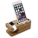 Apple Watch Stand, Qcute [Charging Dock] Bamboo Wood Charge Station /Cradle for Apple Watch & iPhone - Fits iPhone Models: SE/ 5S / 6 / 6 plus/6s and both 42mm & 38mm sizes of 2015 Watch Models (Bamboo Wood)