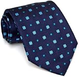 Paul Smith Navy with Turquoise Square Pattern Silk Necktie 56