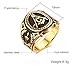 Stainless Steel Gold Plated Vintage Freemason Symbol Masonic Rings Bands for Men, Size 8
