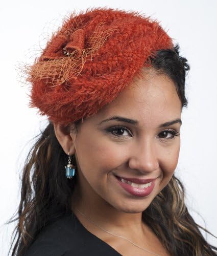 5739H - Chenelle Fascinator Cocktail Hat with headband - Rust