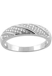 Sterling Silver Micro Pave Cubic Zirconia Striped Men's Wedding Band, 3/16 inch wide, sizes 8 to 14