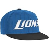 NFL Men's Detroit Lions End Zone Flat Visor Flex Hat - Tw84Z (Blue, Large/X-Large)