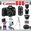 Canon EOS 60D 18 MP Digital DSLR Camera with Canon 18-55mm and 55-250mm Lens for Canon Digital SLR Cameras + Wide Angle Lens with Macro Extension + Telephoto Digital Conversion Lens + 32GB Memory Card + SD Memory Card Reader + Li-Ion Replacement Battery Pack + Deluxe Cleaning Kit + Carrying Case + Tripod + LCD Protectors + Digital Flash + Cleaning Cloth Deluxe Kit + 3 Piece Lens Kit