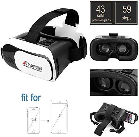 Prosvet VR Box Latest Upgrade II Headset Glasses Virtual Reality Mobile Phone 3D Movies for iPhone 6s/6 plus Samsung Galaxy s5/s6/note4/note5 and Other 4.7"-6.0" Cellphones